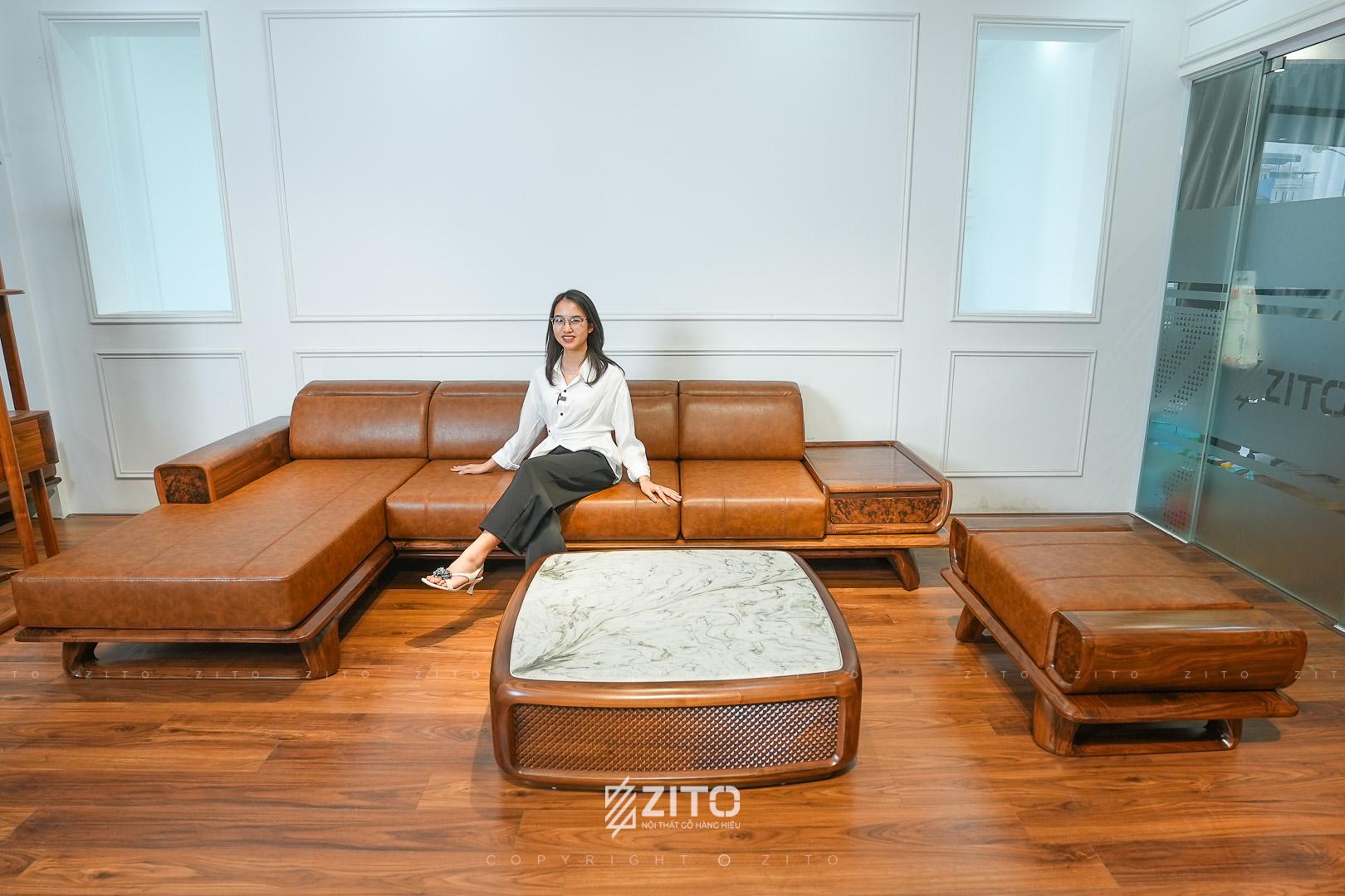Mẫu sofa gỗ óc chó tự nhiên ZG 195 ZITO
